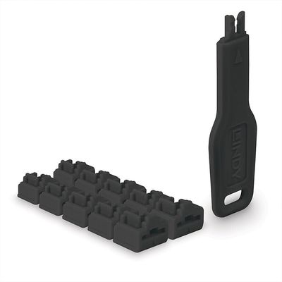 Lindy RJ45 Port Locks Black 10x + 1 Key - Thumbnail 2