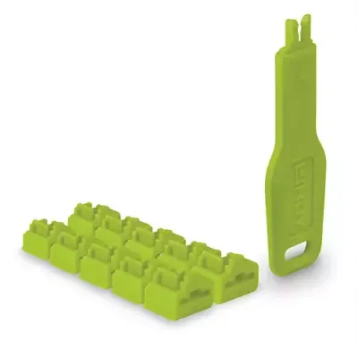 Lindy RJ45 Port Locks Green, 10x + 1 Key - Thumbnail 2