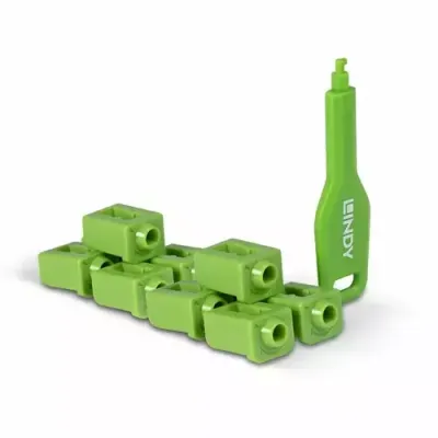 Lindy SFP Port Locks Green, 10x + 1 Key - Thumbnail 2