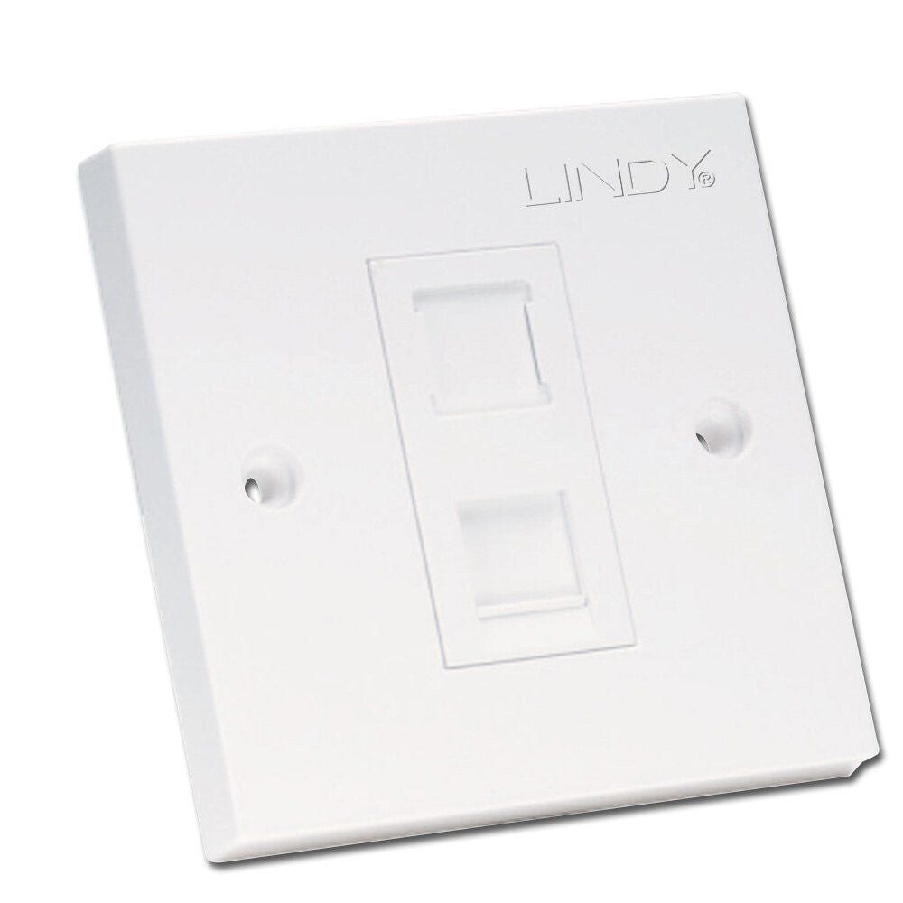 Lindy CAT6 Single Wall Plate with 1 x RJ-45 Shuttered Socket Unshielded - Image 1