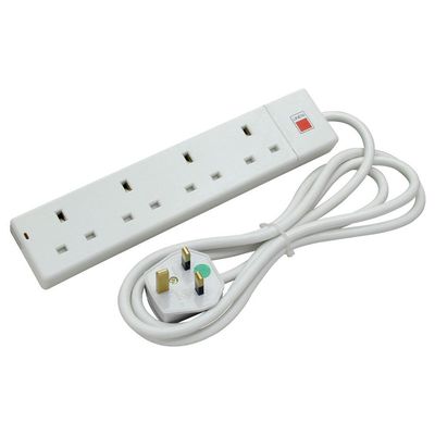 Lindy 5m 4-Way UK Mains Power Extension White