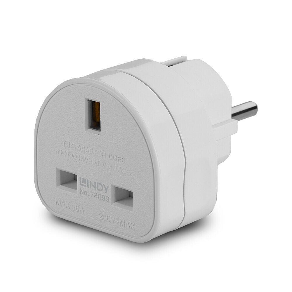 Lindy UK to Euro Adapter Travel Plug. White - Image 1