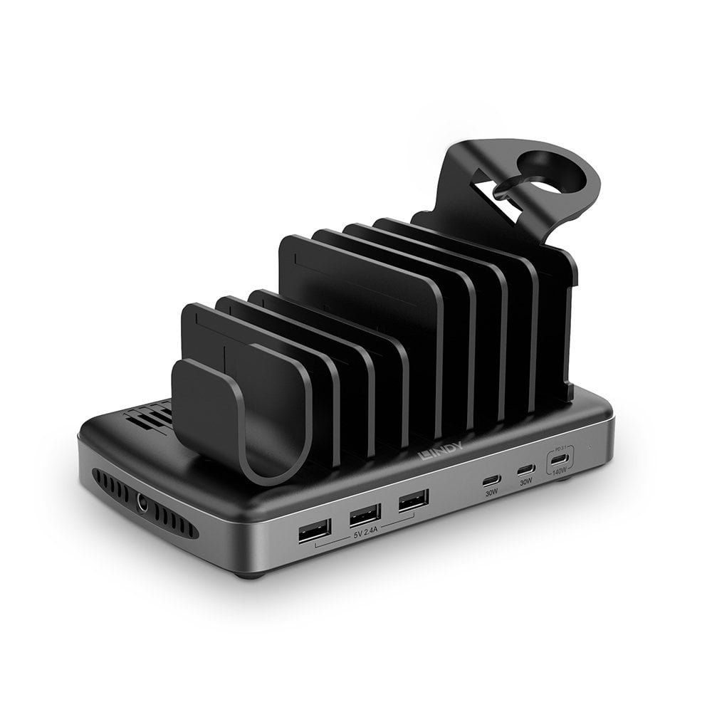 Lindy 73436 charging station organizer Freestanding Aluminium, Plastic Black, Grey - Image 1