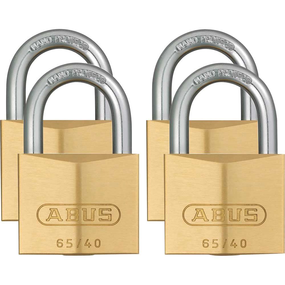 Abus 65 Series Compact Brass Padlock Pack of 4 Keyed Alike 40mm Standard - Image 1
