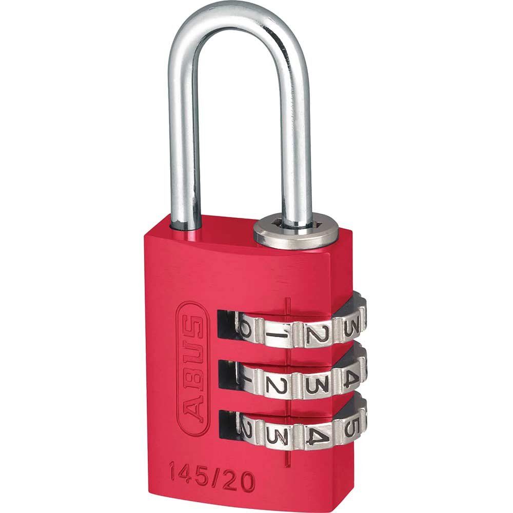 Abus 145 Series Aluminium Combination Padlock 20mm Red Standard - Image 1