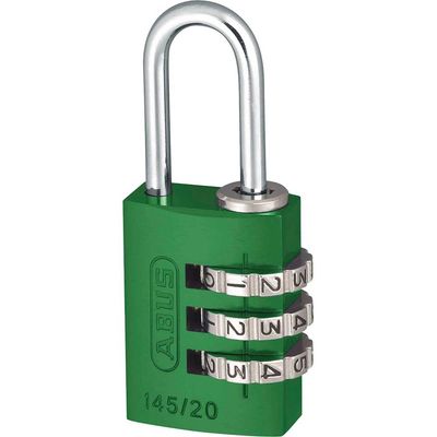 Abus 145 Series Aluminium Combination Padlock 20mm Green Standard