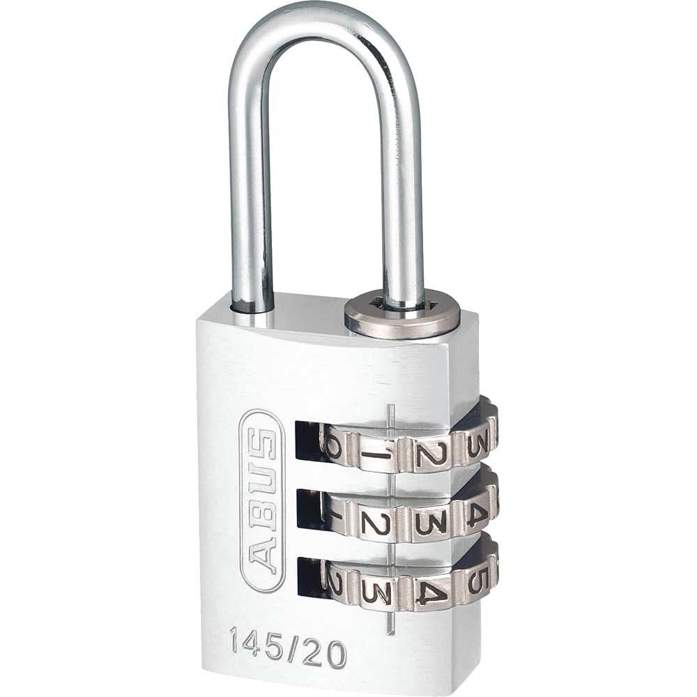 Abus 145 Series Aluminium Combination Padlock 20mm Silver Standard - Image 1