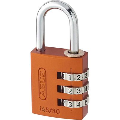 Abus 145 Series Aluminium Combination Padlock 30mm Orange Standard