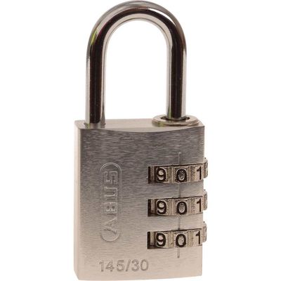 Abus 145 Series Aluminium Combination Padlock 30mm Silver Standard