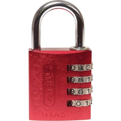 Abus 145 Series Aluminium Combination Padlock 40mm Red Standard