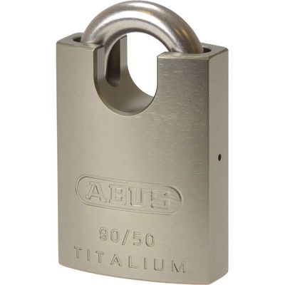 Abus 90 Series Titalium Padlock Stainless Steel Closed Shackle Keyed Alike 50mm Closed Keyed Alike
