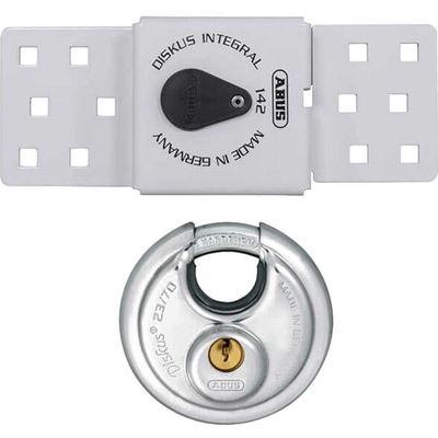 ABUS 142 Sliding Door Van Lock and 23 70mm Diskus Padlock Set