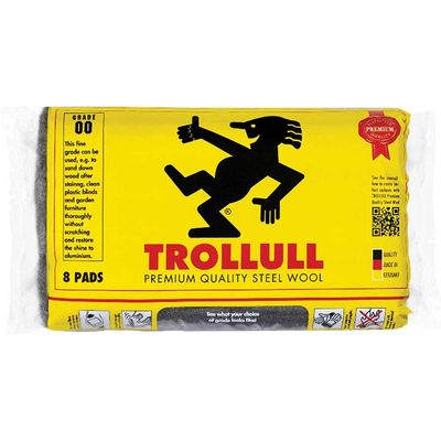 Trollull TRL771274 Extra Large Steel Wool Pads Grade 00 (Pack 8)