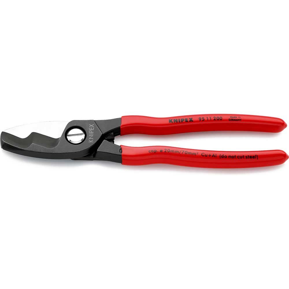 Knipex 95 11 200 SB Cable Shears With Twin Cutting Edge Pvc Grip 200Mm - Image 1