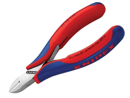Knipex 77 12 115 Electronics Diagonal Cut Pliers - Round Bevelled 115Mm
