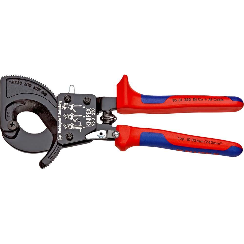 Knipex 95 31 250 Ratchet Action Cable Shears Multi-Component Grip 250Mm - Image 1