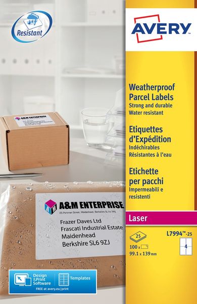 Avery Weatherproof Shipping Labels self-adhesive label White 100 pc(s)