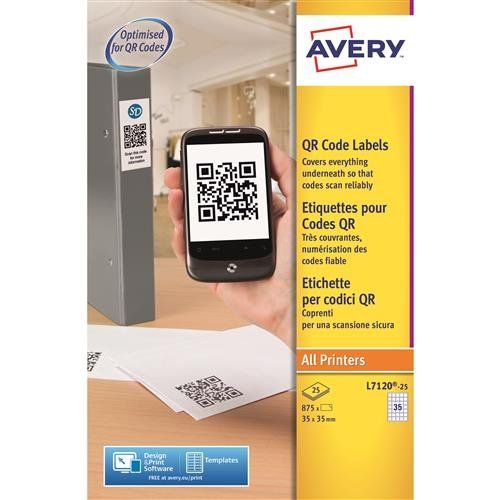 Avery L7120-25 self-adhesive label Square Permanent White 875 pc(s) - Image 1
