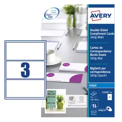 Avery Compliments Slips White Inkjet DIN Long printing paper