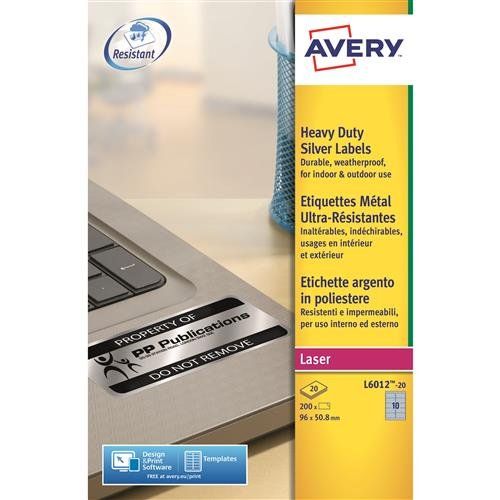 Avery L6012-20 self-adhesive label Rounded rectangle Permanent Silver - Image 1