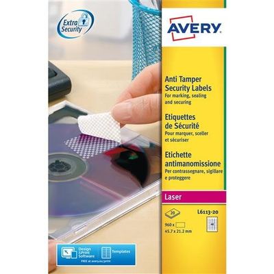 Avery Anti-tamper Label - Laser - L6113 White Self-adhesive printer label