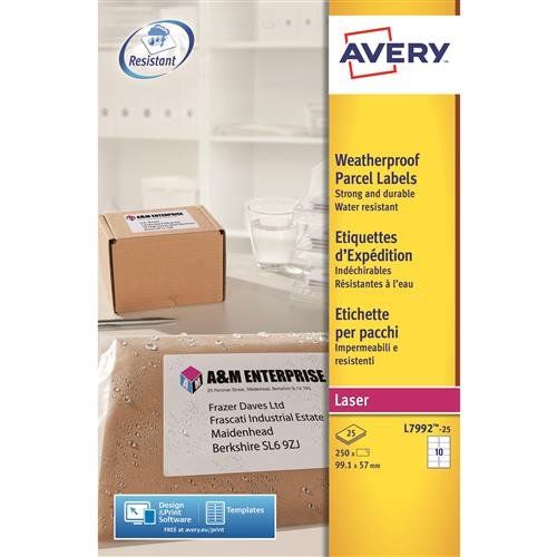 Avery Weatherproof Shipping Labels self-adhesive label White 250 pc(s) - Image 1