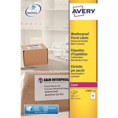 Avery Weatherproof Shipping Labels self-adhesive label White 250 pc(s)
