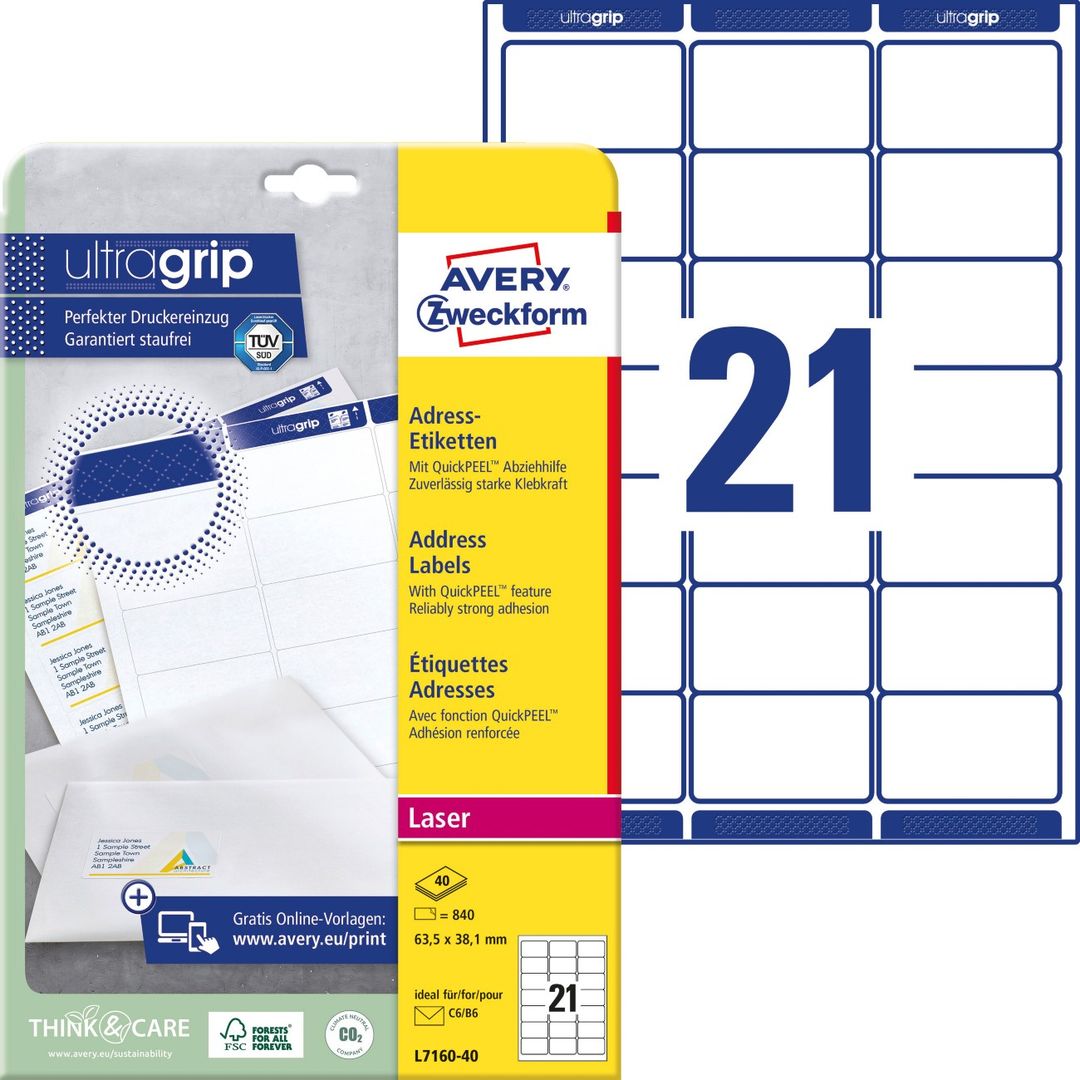 Avery L7160-40 addressing label White - Image 1