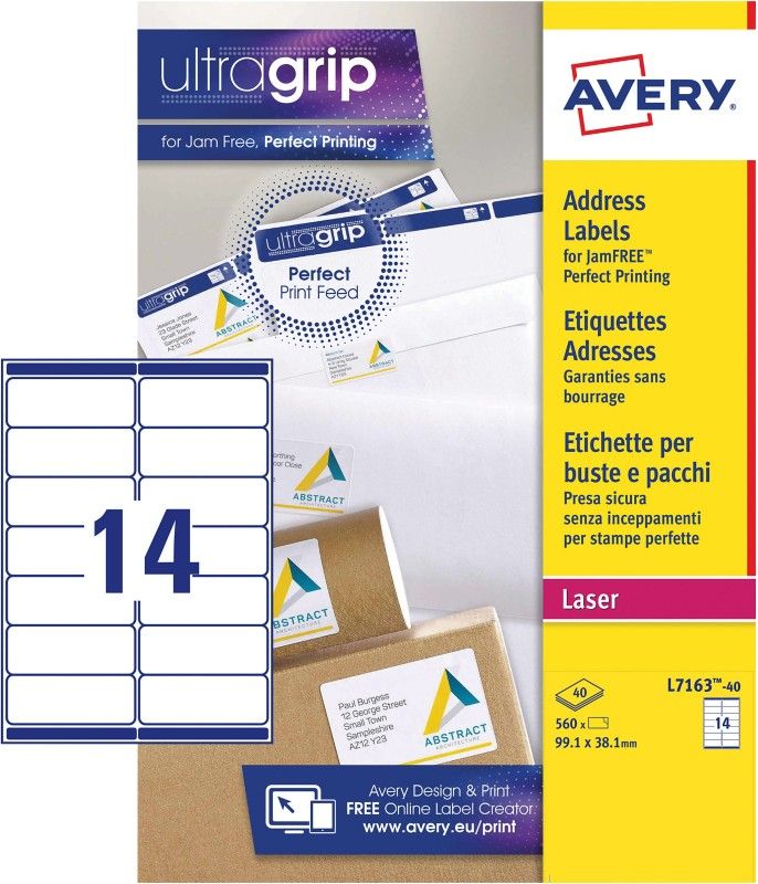 Avery L7163-40 addressing label White - Image 1