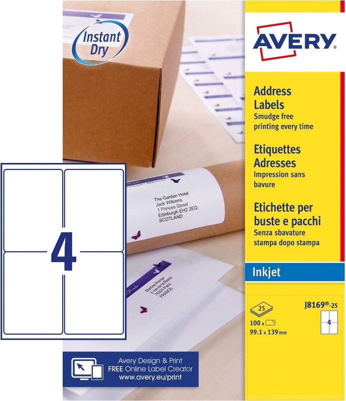 Avery J8169-25 addressing label White - Image 1