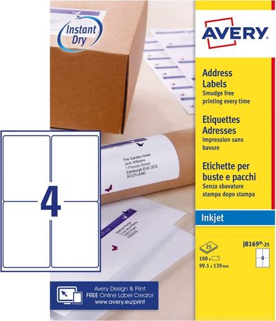 Avery J8169-25 addressing label White