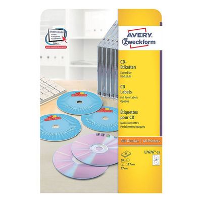 Avery CD Labels Super Size 117 mm for Laser & Inkjet Printers