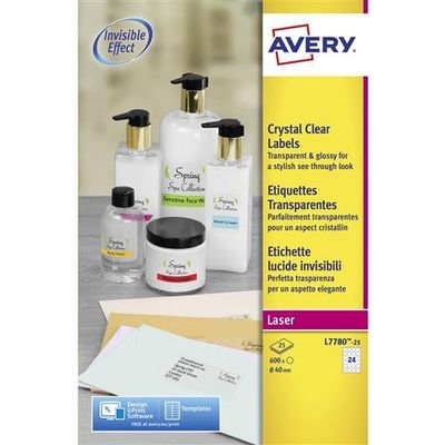 Avery L7780-25 printer label Transparent