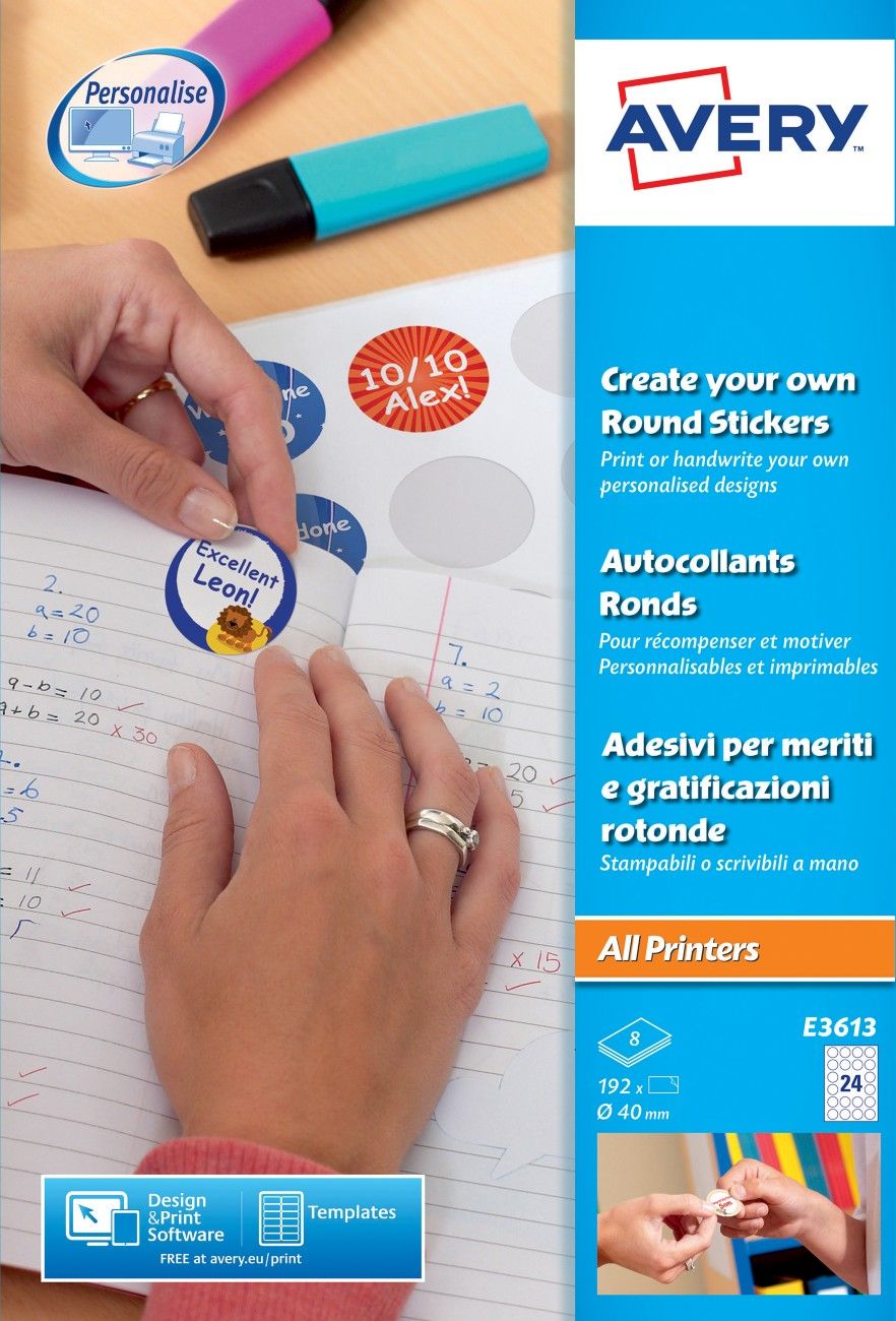 Avery Create Your Own Reward Stickers 8 Per Sheet (Pack of 192) E3613 - Image 1