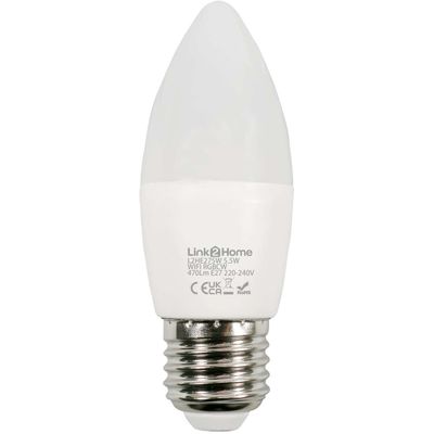 Link2Home L2HE275W Wi-Fi Led Es (E27) Opal Candle Dimmable Bulb White + Rgb 470 Lm 5.5W - Thumbnail 2
