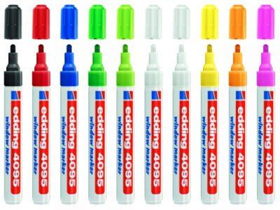 Edding 4095 chalk marker Black Blue Green Orange Pink Red White Yellow 10 pc(s) - Image 1