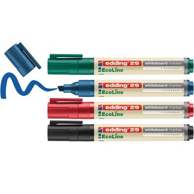 Edding 29 EcoLine marker 4 pc(s) Chisel tip Black Blue Green Red