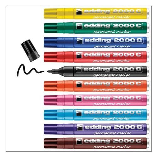edding 2000C Permanent Marker Bullet Tip 1.5-3mm Line Assorted Colours (Pack 10) - 4-2000C999 - Image 1