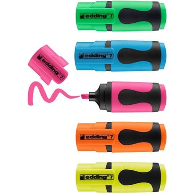 Pack of 5 edding Mini Highlighters Neon Assorted - Multicolour