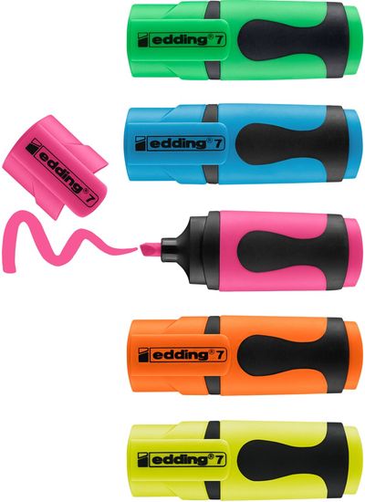 Pack of 5 edding Mini Highlighters Neon Assorted - Multicolour - Thumbnail 2