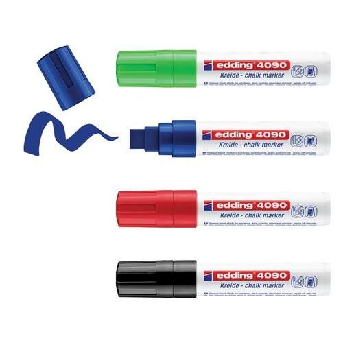 Edding 4090 Chalk Marker Chisel Tip 4-15mm Line Assorted Colours (Pack - Image 1