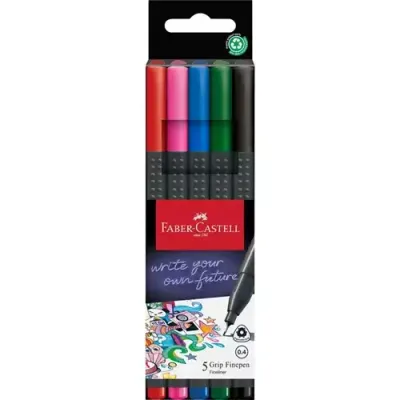 Faber-Castell 151604 fineliner Fine Black. Blue. Green. Pink. Red 5 pc - Thumbnail 2