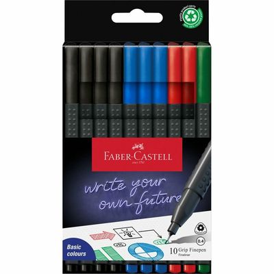 Faber-Castell Grip Finepen fineliner Fine Black. Blue. Green. Red 10 p