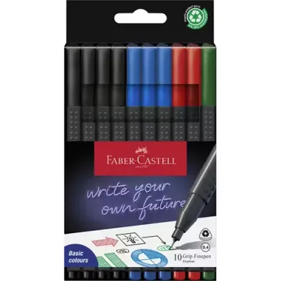 Faber-Castell Grip Finepen fineliner Fine Black. Blue. Green. Red 10 p - Thumbnail 2