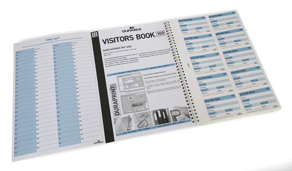 Durable Gdpr Compliant Visitor Book 100 Refill Pack Includes 100 Perforated 90X60mm Visitor Badge Inserts - 146465
