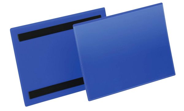 Magnetic Ticket Label Holder Document Pockets - 50 Pack - A5 Blue - Dark Blue