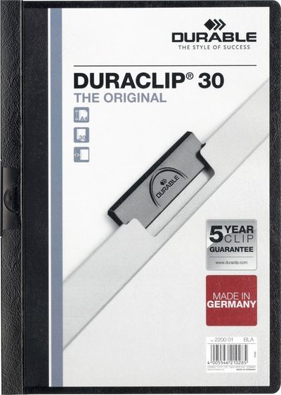 Durable Duraclip 30 report cover PVC Black, Transparent