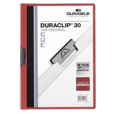 Durable Duraclip 30 report cover PVC Red. Transparent