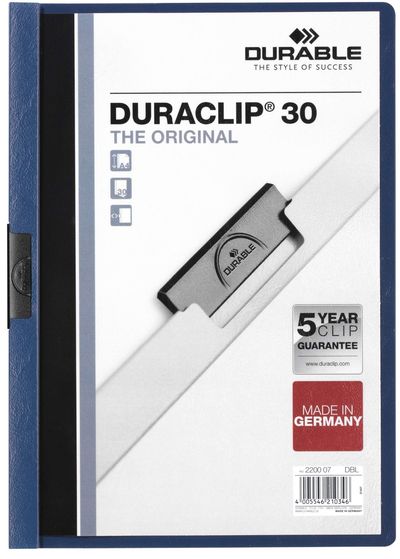 Durable Duraclip 30 report cover PVC Blue, Transparent