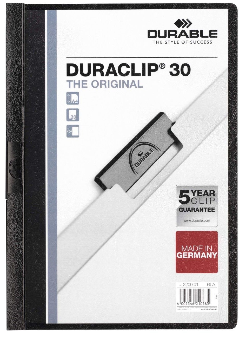 Durable Duraclip 30 report cover PVC Black, Transparent - Image 1